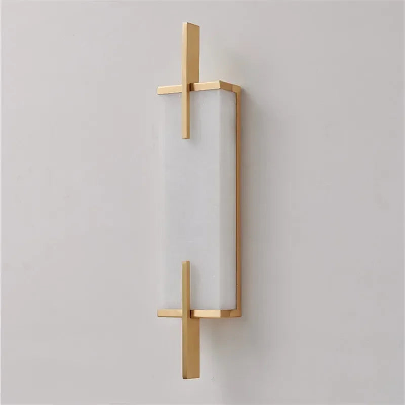 OUTELA Brass Wall Light LED Modern Luxury Marble Sconces Fixture Indoor Decor for Home Bedroom Living Room Corridor