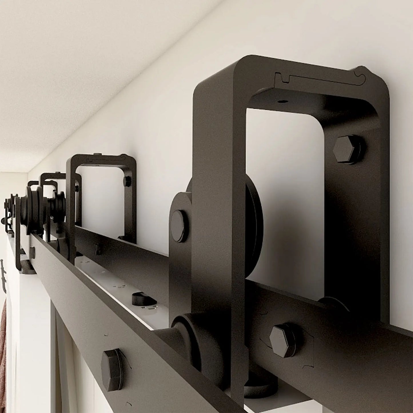 CCJH Bypass Barn Door Slides Hardware Kit Sliding Door Hanging Rail System T Shaped Roller Track for Double Door Save Space