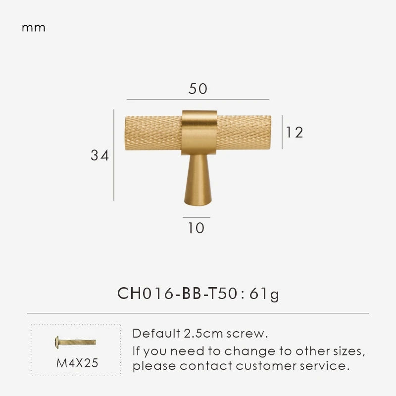 Nurlin Brass Diamond Cut Cross Knurl Pattern Cabinet Door Handle T-Bar Drawer Wardrobe Pull Drop Shipping Available