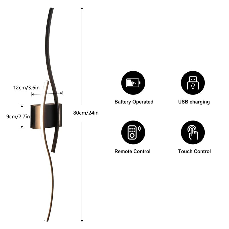 LED Rechargeable Wall Sconce Touch Switch For Living Room Bedroom Study Stairwell Restroom Wireless Installation Home Lighting