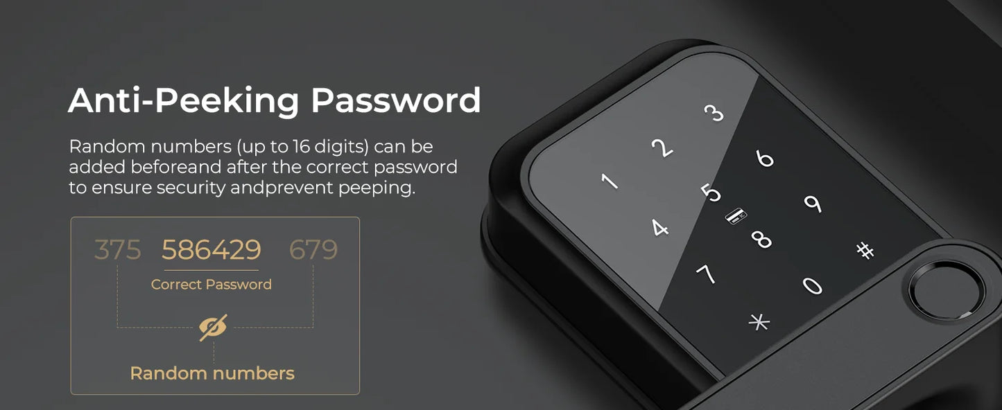 Arpha Smart Lock T228 5-in-1 Entry Keyless Entry Door Lock Fingerprint Keyless Entry Door Lock Anti-Peep Keypad Code Waterproof