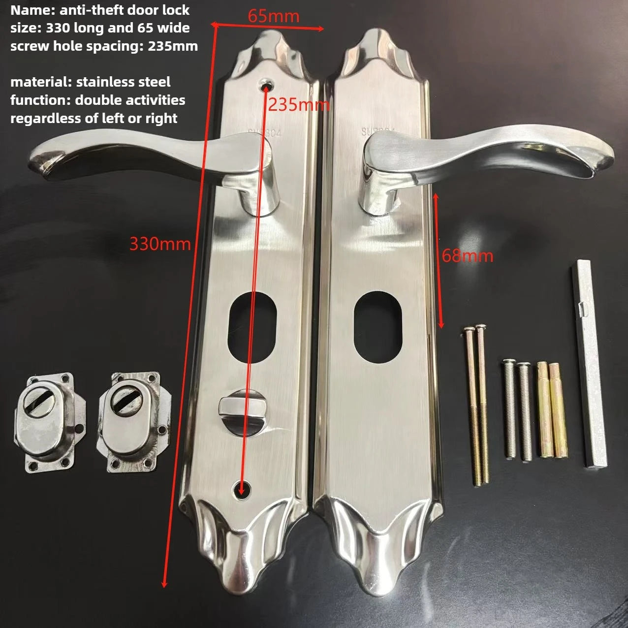 68 mm Double‑Side Anti‑Theft Door Lever – Dual‑Spring, Anti‑Pry, Universal Fit Handle
