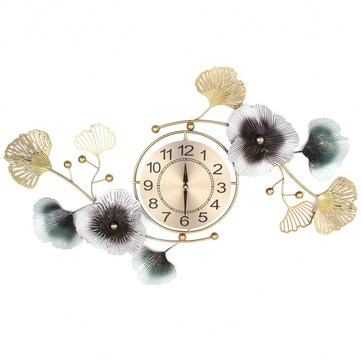 Large Luxury Ginkgo Leaf Mute Wall Clock 90*45cm For Living Room Office Decor Light Luxury Atmosphere Ginkgo Leaf Wall Clock