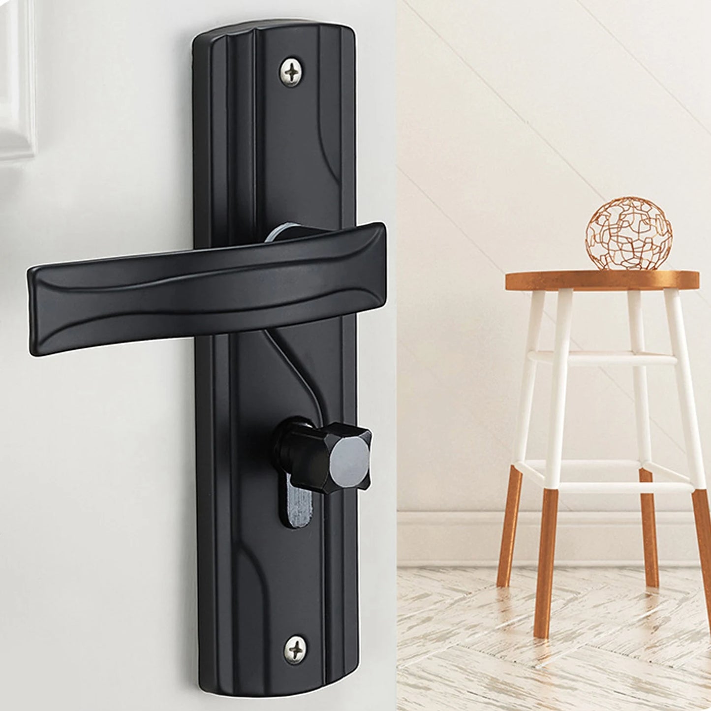 Door Handle Lock Manganese Steel Silent Bearing Universal Door Lever Lock Set with Keys for Home Bedroom Black Keyed Entry Lock