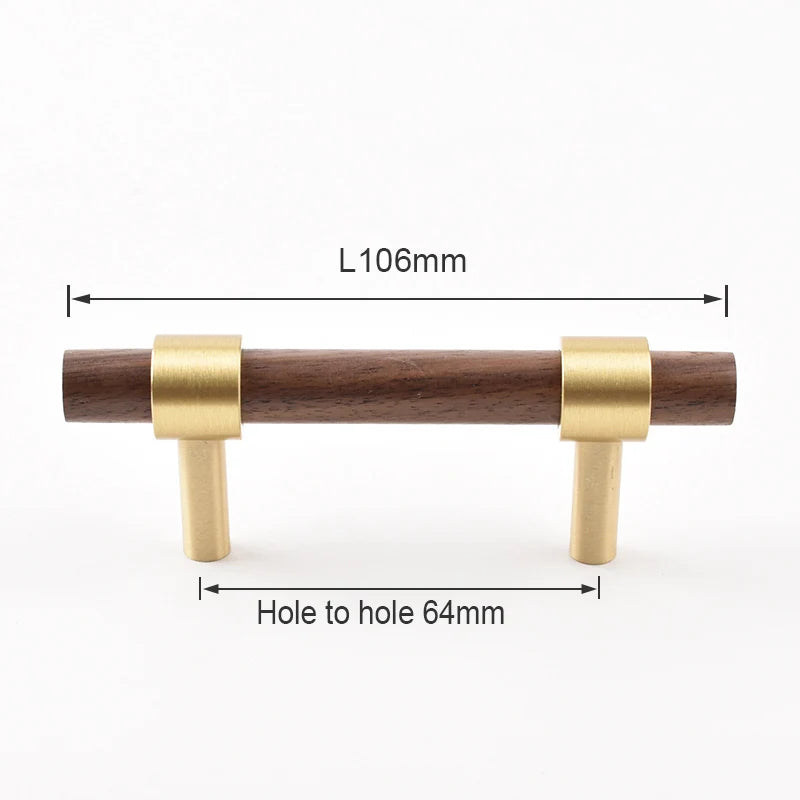 Nordic Beech Walnut Wooden Handle Drawer Knobs Wardrobe T Bar Long Handle Cupboard Knob Kitchen Cabinet Pulls Furniture Hardware