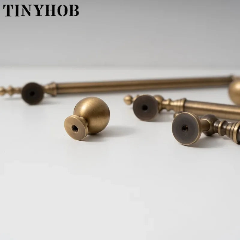 Vintage Bronze Solid Brass Handles for Bedroom Kitchen Cupboard Cabinets Door Knob Wardrobes Furniture Hardware 224mm
