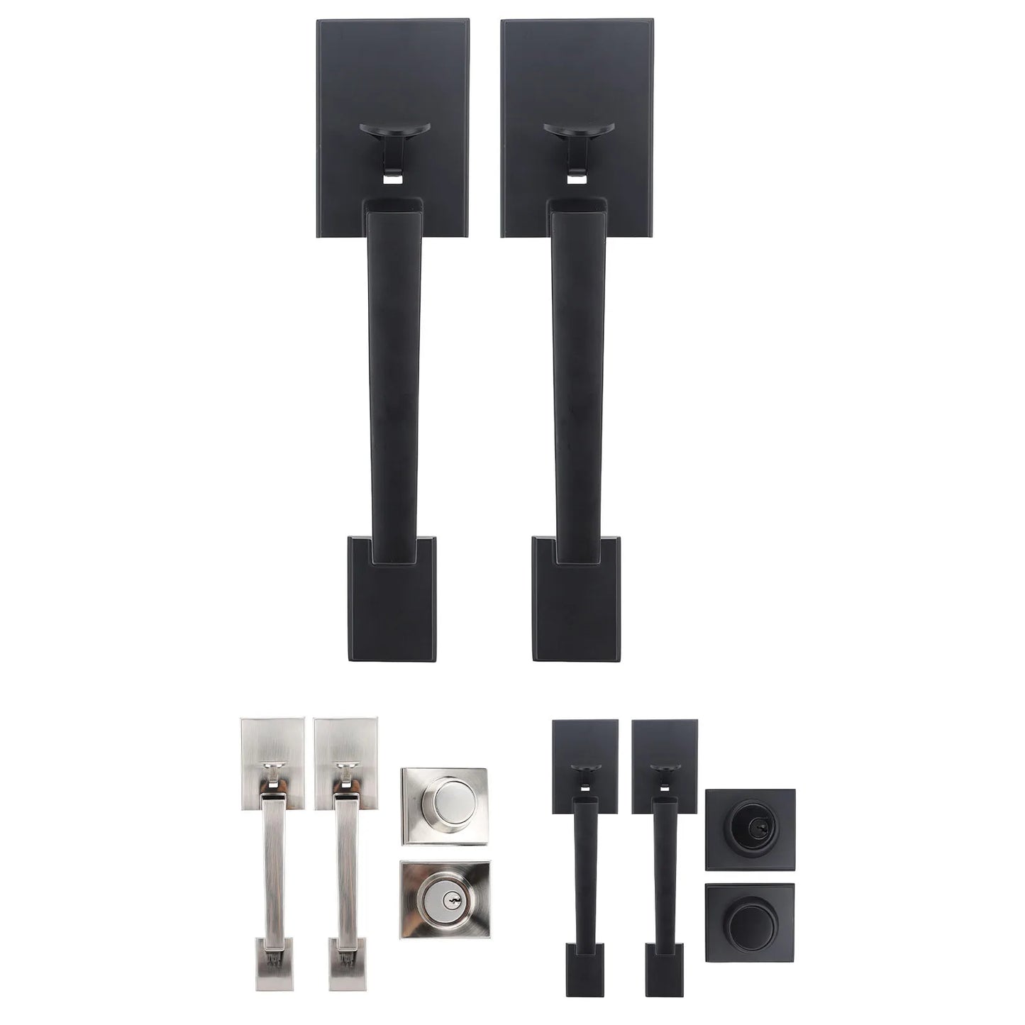 Door Handle Set Handle Set Double Door Handle Set Hole Spacing Adjustable Heavy Duty Modern Double Front Door Handle Set