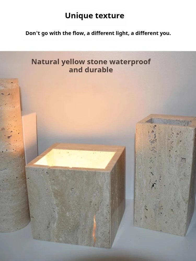 Wabi Sabi Guesthouse Courtyard Villa Outdoor Waterproof Yellow Cave Stone Wall Lights Dining Room Balcony Travertine Wall Lamps
