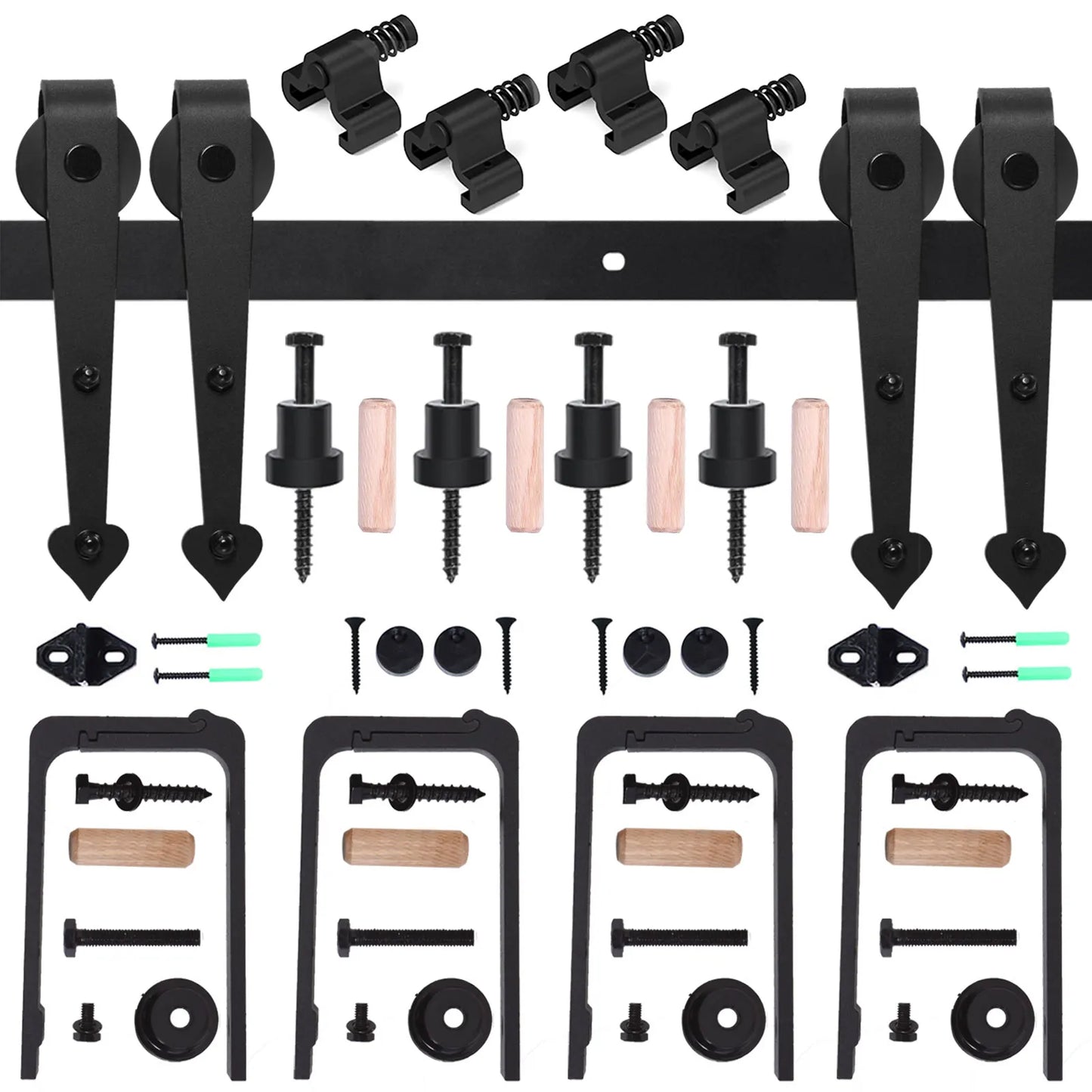 CCJH Bypass Barn Door Slides Hardware Kit, Hanging Rail System, I3 Shaped Roller Track for Double Door, Save Space