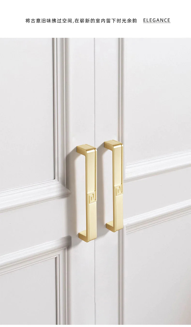 AOBT Brass Furniture Handles Nordic Fresh Chinese American Gold/Black/Bronze Cabinet Door Drawer Wardrobe Dresser Pulls Knobs