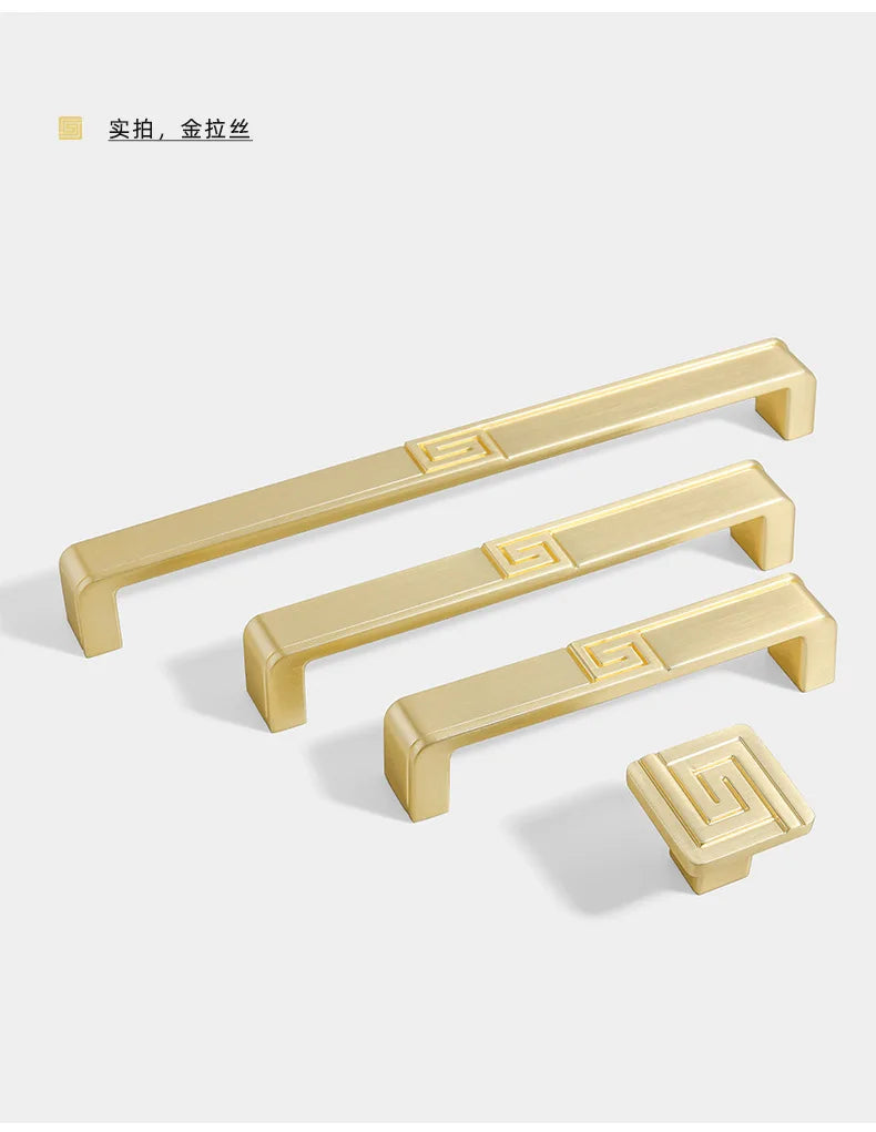 AOBT Brass Furniture Handles Nordic Fresh Chinese American Gold/Black/Bronze Cabinet Door Drawer Wardrobe Dresser Pulls Knobs