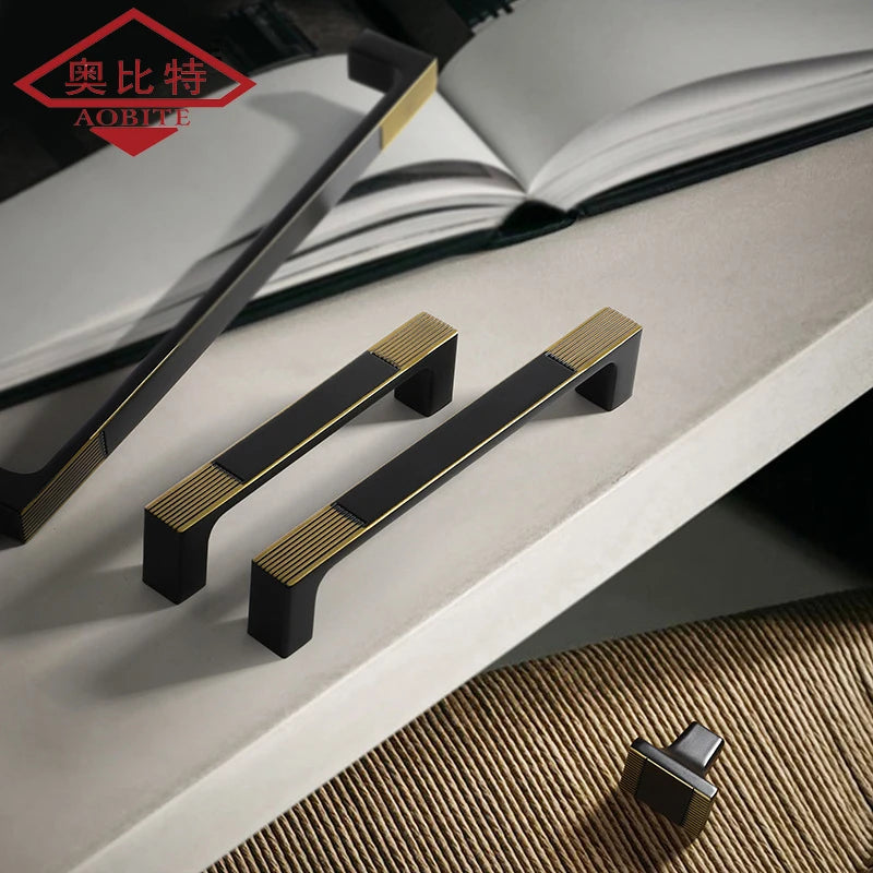 AOBT Chinese Furniture Handles Modern Cupboard Dressers Brass Gold Kitchen Cabinet Door Handles Closet Drawer Knobs Hardware