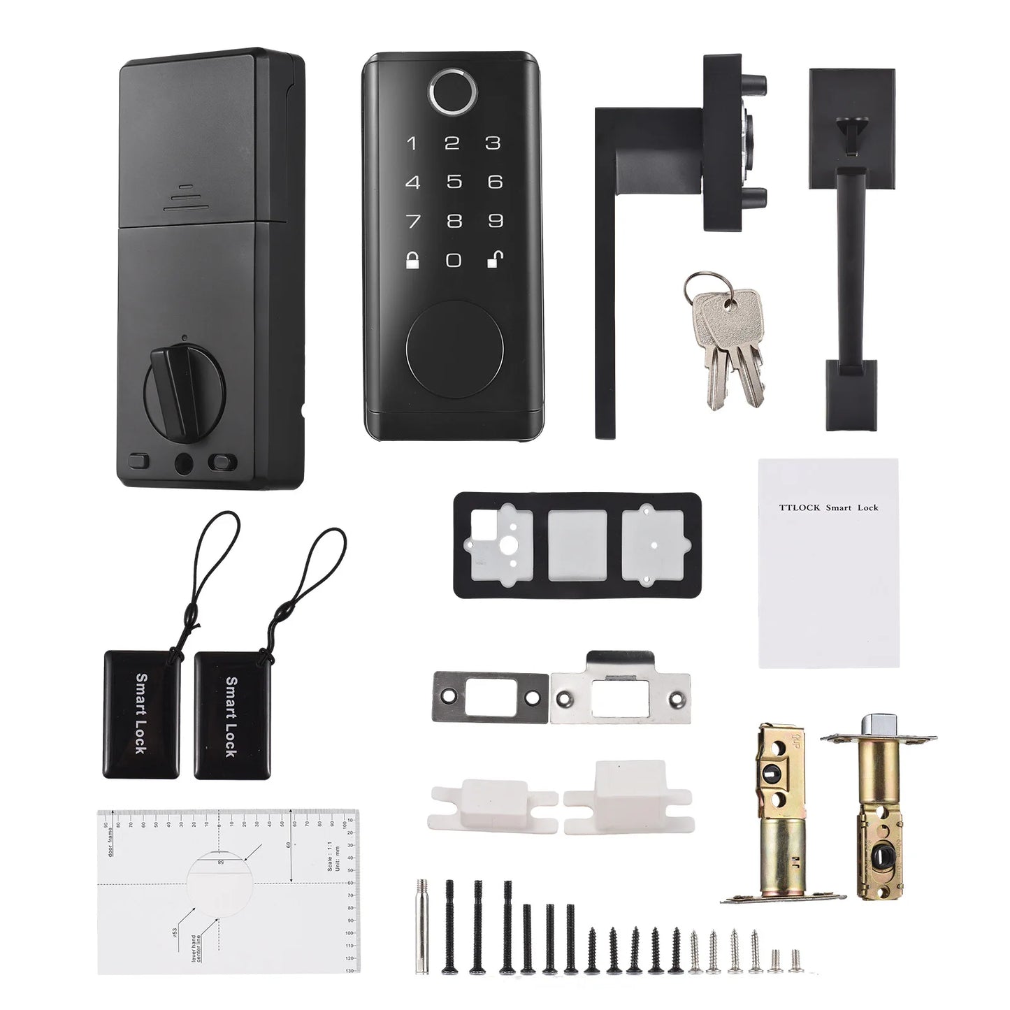Smart Fingerprint Door Lock for Front Door Electronic Keyless Entry Door Lock Deadbolt with Handle Set Keypad Door Lock