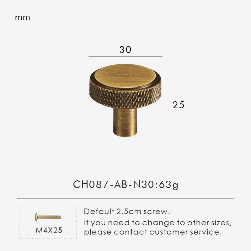 Nurlin Solid Brass Knurled Cabinet Knobs Wardrobe Handle T-bar Antique Bronze Gold Black Handle Available In Multiple Sizes