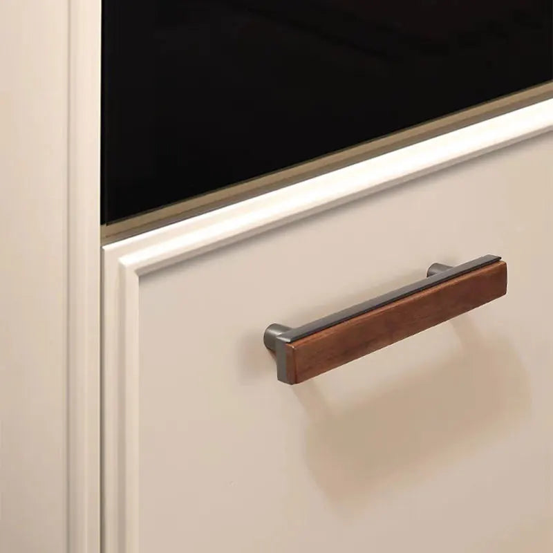 Black Walnut Cabinet Handles Pearl Grey Gold Square Drawer Knobs Bedroom Solid Wooden Wardrobe Pulls Simple Furniture Hardware