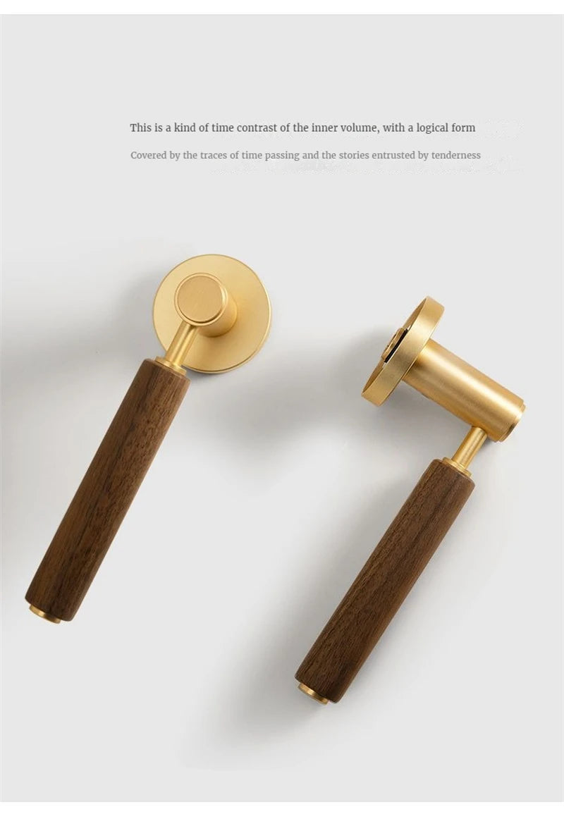 Split Mute Anti-Theft Door Lock Nordic Handmade Walnut Wood Handle Bedroom Lock Toilet Bathroom Door Lock Furniture Hardware