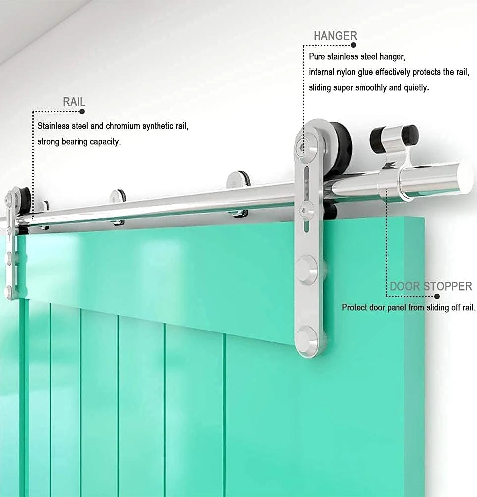 CCJH 4-6.6FTSliding Door Track Kit, Internal Stainless Steel Sliding Barn Wood Door Hardware System for Single Door
