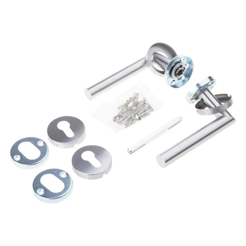 E74E Steel Door Handle Set with Key Access Round Door Handle set for Interior door