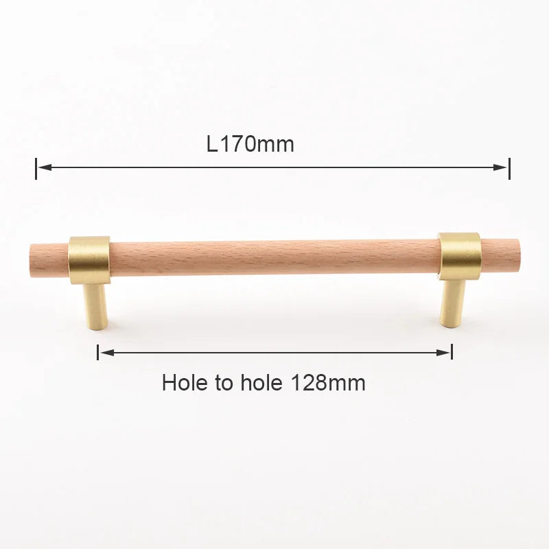 Nordic Beech Walnut Wooden Handle Drawer Knobs Wardrobe T Bar Long Handle Cupboard Knob Kitchen Cabinet Pulls Furniture Hardware