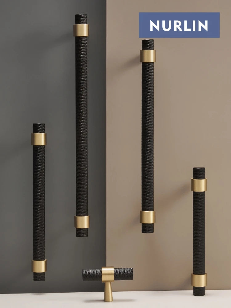 Nurlin Brass Diamond Cut Cross Knurl Pattern Cabinet Door Handle T-Bar Drawer Wardrobe Pull Drop Shipping Available