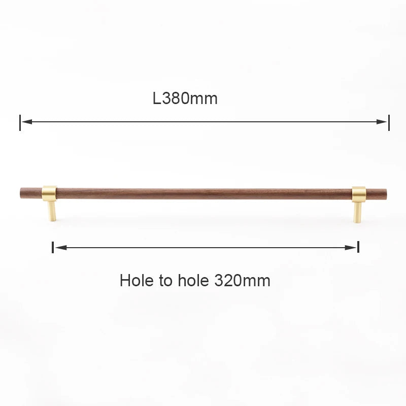 Nordic Beech Walnut Wooden Handle Drawer Knobs Wardrobe T Bar Long Handle Cupboard Knob Kitchen Cabinet Pulls Furniture Hardware