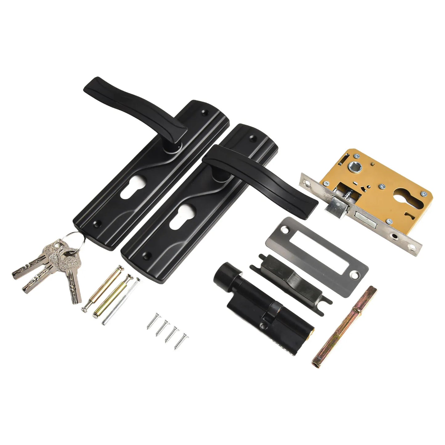 Elegant Appearance For Bedrooms Door Handle Lock Black Door Knob Easy To Install Effortless Locking High-Quality Material