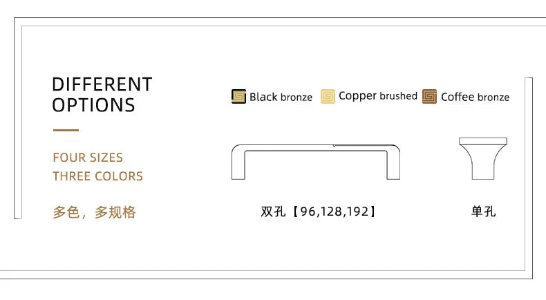 AOBT Brass Furniture Handles Nordic Fresh Chinese American Gold/Black/Bronze Cabinet Door Drawer Wardrobe Dresser Pulls Knobs