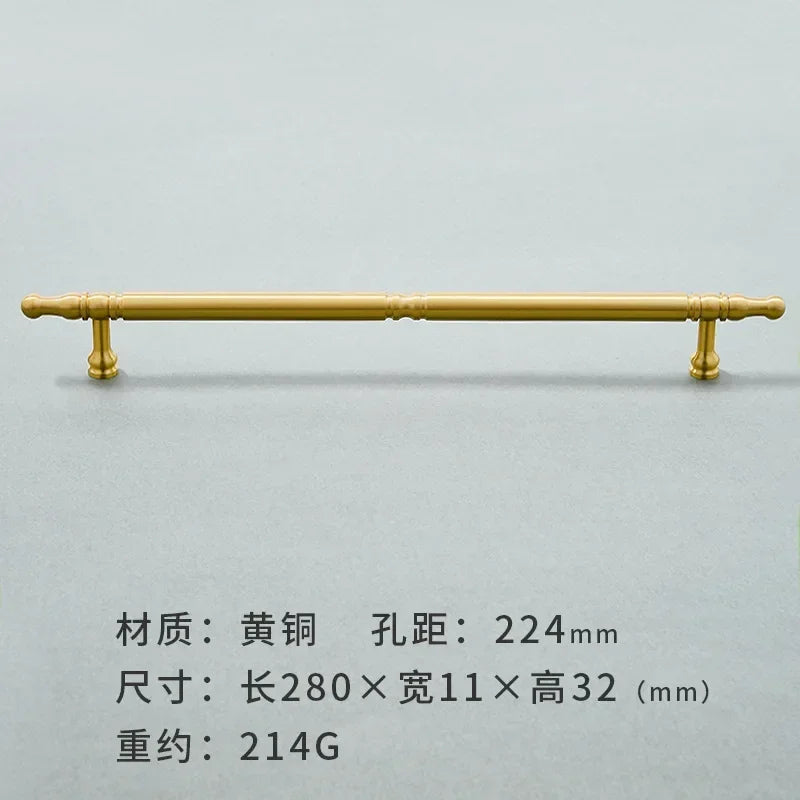 Brass Furniture Handles Modern Wardrobe Dresser Cupboard Cabinet Drawer Knobs Kitchen Cabinet Handles Refrigerator Door Pulls