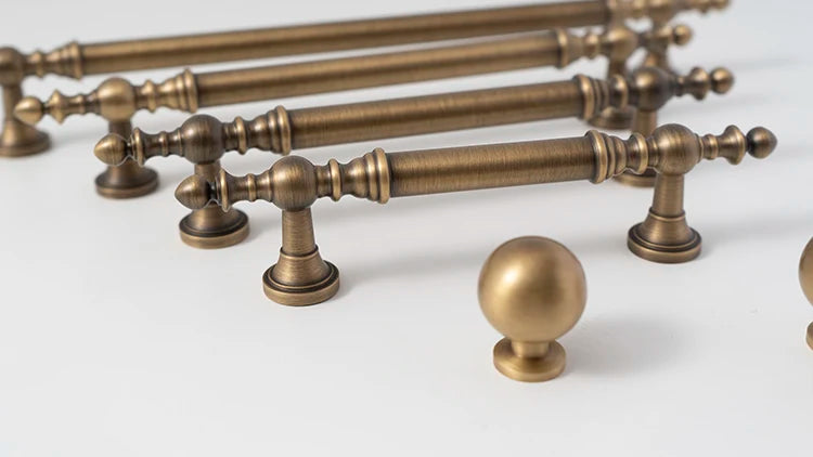 Vintage Bronze Solid Brass Handles for Bedroom Kitchen Cupboard Cabinets Door Knob Wardrobes Furniture Hardware 224mm