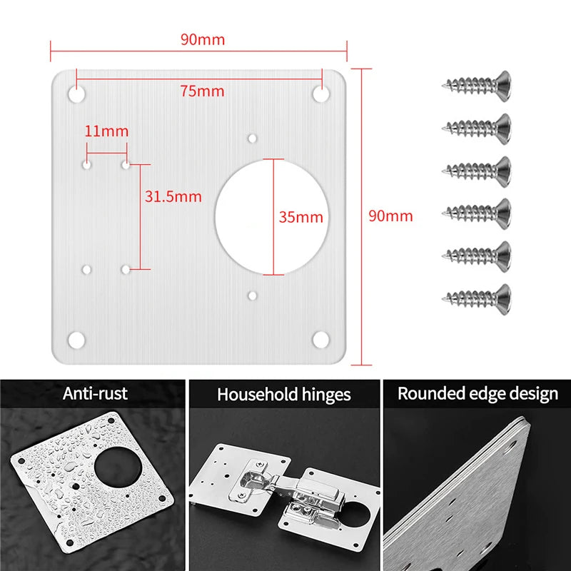 KAK 8pcs Hinge Repair Plate Brushed Stainless Steel Cabinet Hinge Fixing Plate Bracket Kit with Mounting Screws Door Hardware