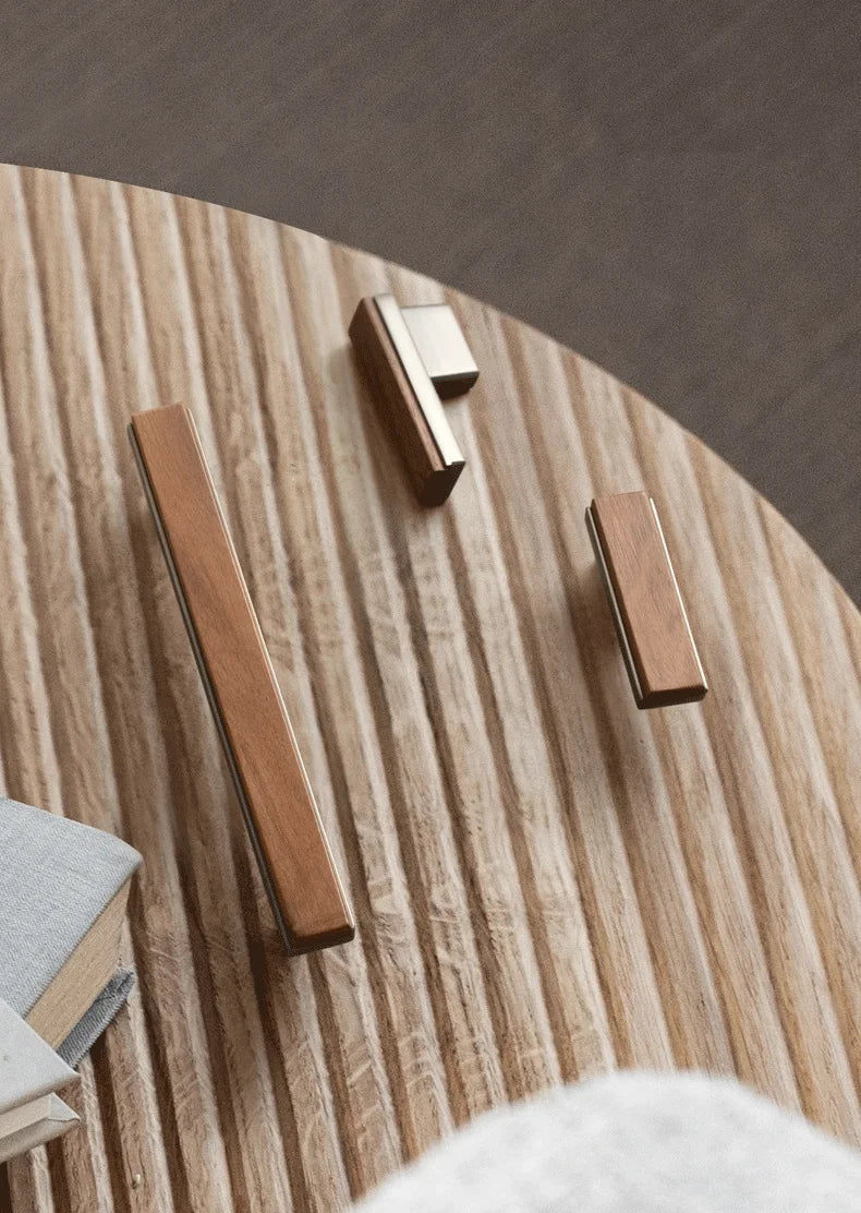 Black Walnut Cabinet Handles Pearl Grey Gold Square Drawer Knobs Bedroom Solid Wooden Wardrobe Pulls Simple Furniture Hardware