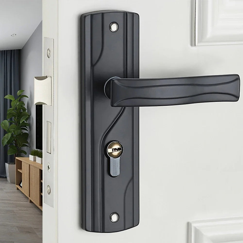 Elegant Appearance For Bedrooms Door Handle Lock Black Door Knob Easy To Install Effortless Locking High-Quality Material