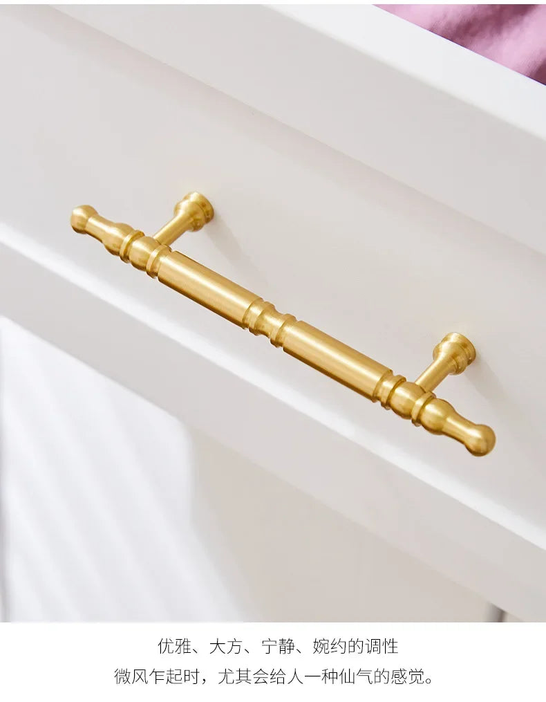 Brass Furniture Handles Modern Wardrobe Dresser Cupboard Cabinet Drawer Knobs Kitchen Cabinet Handles Refrigerator Door Pulls