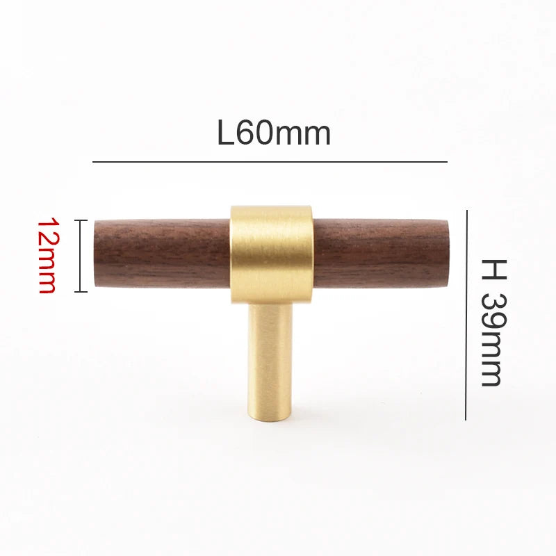 Nordic Beech Walnut Wooden Handle Drawer Knobs Wardrobe T Bar Long Handle Cupboard Knob Kitchen Cabinet Pulls Furniture Hardware