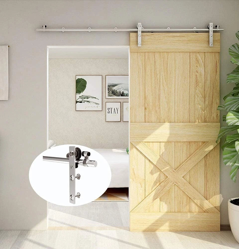 CCJH 4-6.6FTSliding Door Track Kit, Internal Stainless Steel Sliding Barn Wood Door Hardware System for Single Door