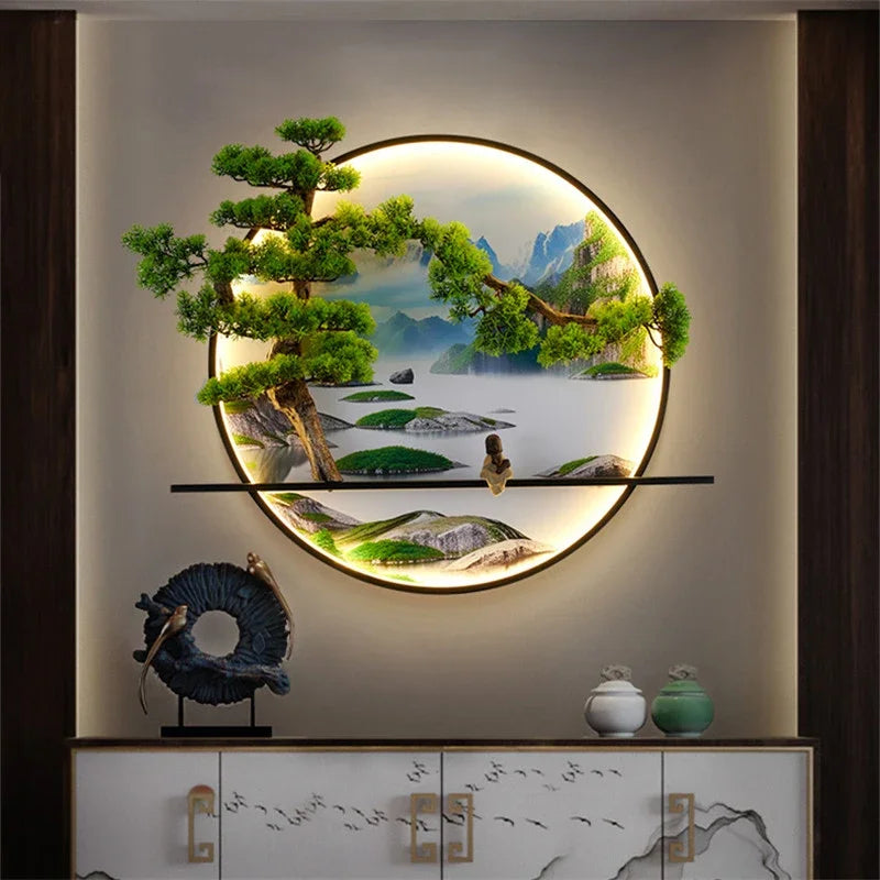 RONIN Modern Wall Picture Light Inside Creative Chinese Landscape Mural Sconces Lamp LED for Home Living Bedroom Study