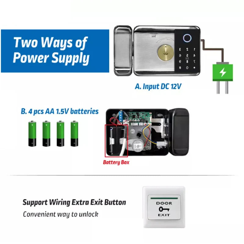 Fingerprint Lock Waterproof Tuya Wifi Remote Control Bluetooth TTLock App Card Digital Code Keyless Electronic Smart Door Lock