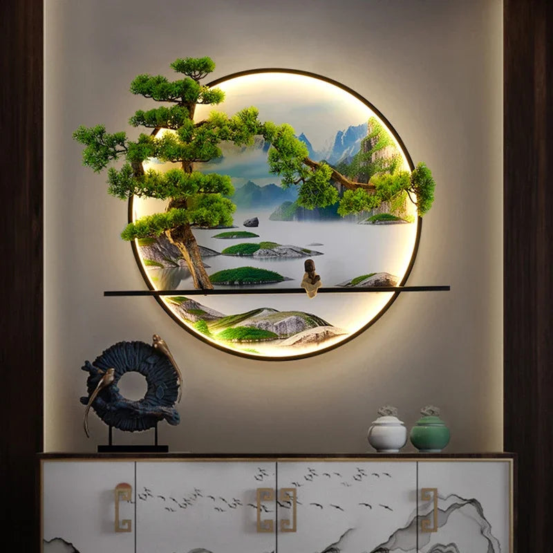 RONIN Modern Wall Picture Light Inside Creative Chinese Landscape Mural Sconces Lamp LED for Home Living Bedroom Study