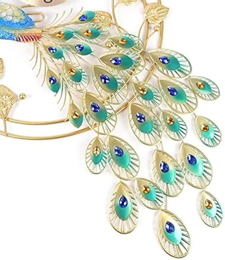 Creative Metal Wall Clock Modern Style Wall Watch Clock Peacock Shaped Wall Clock Silent Clock