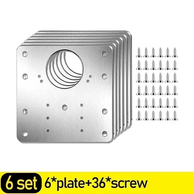 Cabinet Hinge Repair Plate Kit Stainless Steel Furniture Drawer Door Hinge Mounting Plate with Screw Flat Fixing Brackets Tools
