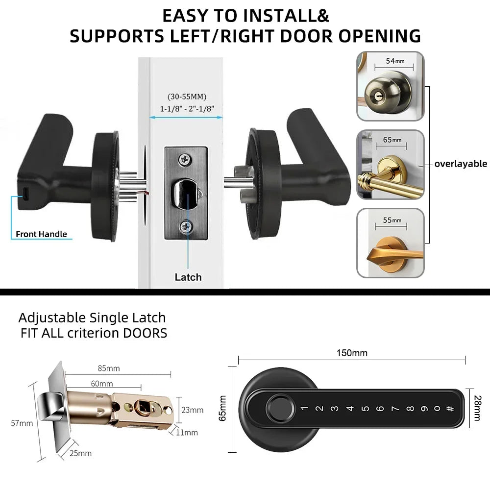 Aoresac Fingerprint Door Lock/Smart Door knob/Biometric Door Lock passcode keypad keyless/APP Remote Control/Entry Door Handlel