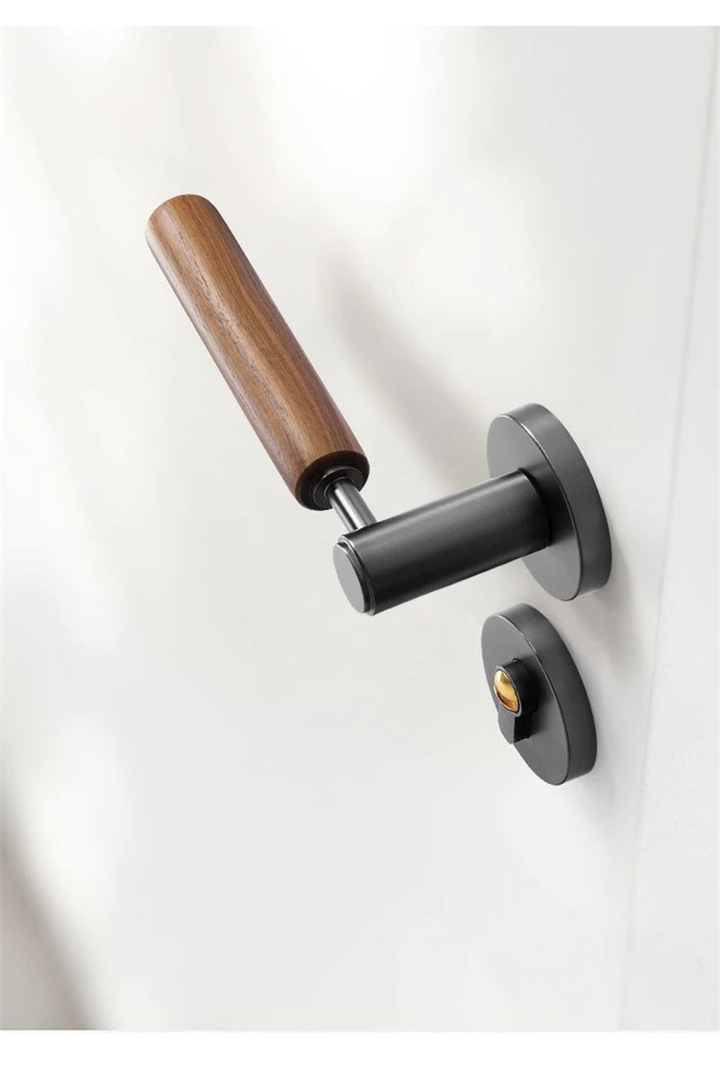 Split Mute Anti-Theft Door Lock Nordic Handmade Walnut Wood Handle Bedroom Lock Toilet Bathroom Door Lock Furniture Hardware