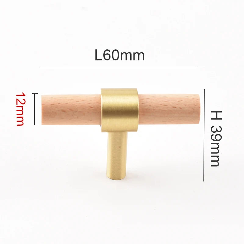 Nordic Beech Walnut Wooden Handle Drawer Knobs Wardrobe T Bar Long Handle Cupboard Knob Kitchen Cabinet Pulls Furniture Hardware