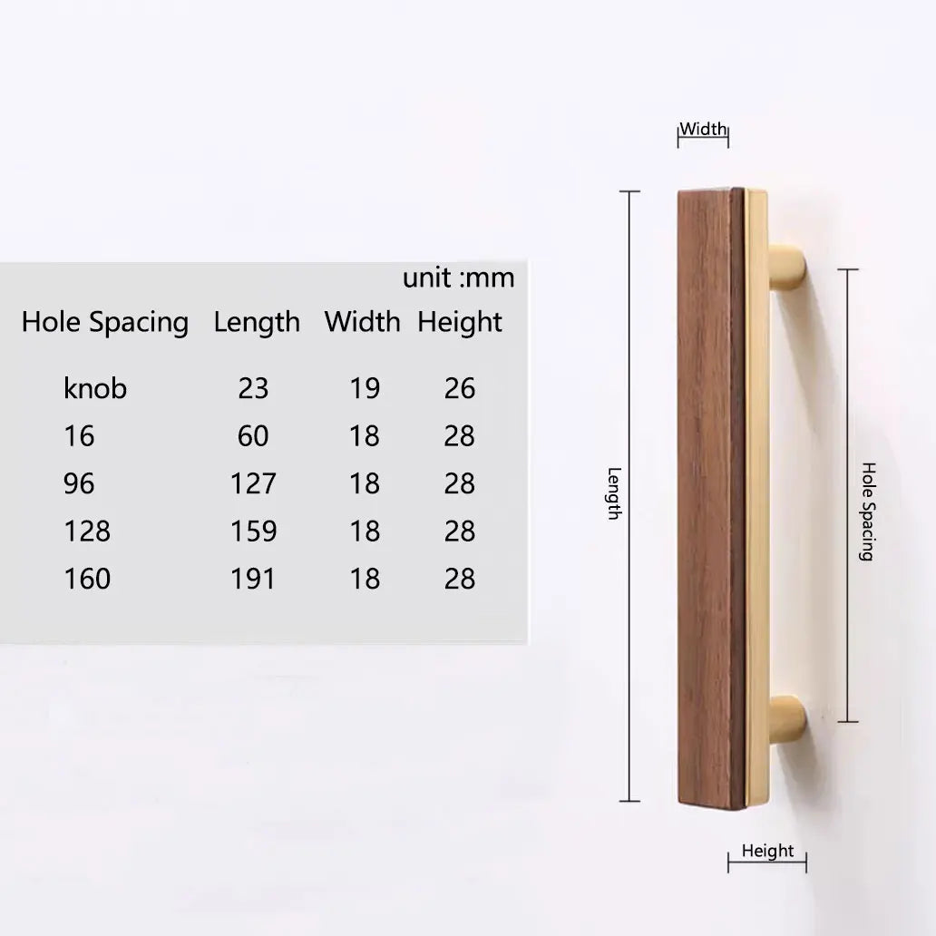 Black Walnut Cabinet Handles Pearl Grey Gold Square Drawer Knobs Bedroom Solid Wooden Wardrobe Pulls Simple Furniture Hardware