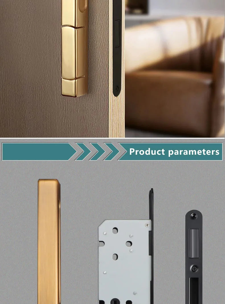 Single-Side Invisible Sizzle Lock Single-Side Lock For Interior Bedroom Background Door Secret Lock Hidden Black Door Handle