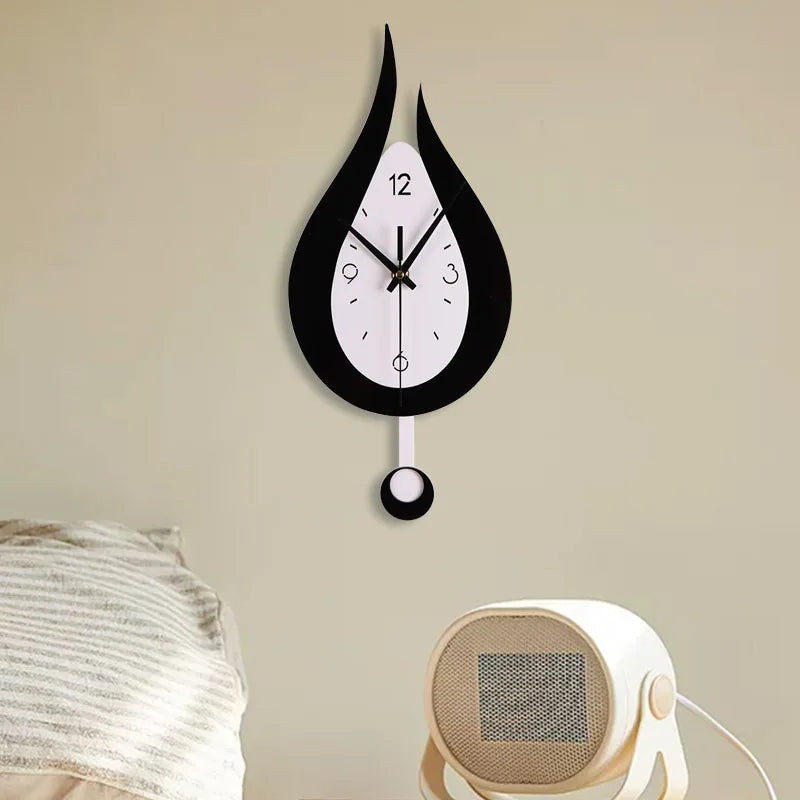 Waterdrop Swinging Wall Clock Acrylic Black and White Contrast Clock Home Living Room Bedroom Wall Decoration Clock