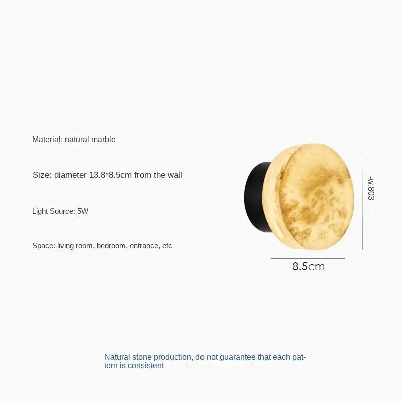 Minimalist Spanish Natural Marble Round Led Wall Lamp Nordic Simple Modern Living Room Background Wall Bedroom Bedside Lamps
