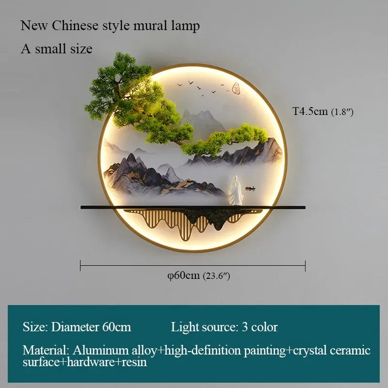 RONIN Modern Wall Picture Light Inside Creative Chinese Landscape Mural Sconces Lamp LED for Home Living Bedroom Study