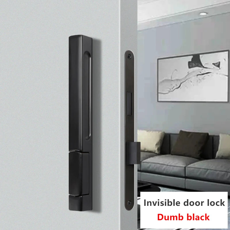 Single-Side Invisible Sizzle Lock Single-Side Lock For Interior Bedroom Background Door Secret Lock Hidden Black Door Handle