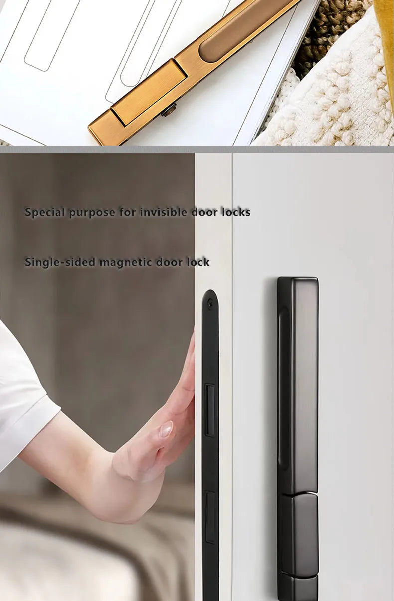Single-Side Invisible Sizzle Lock Single-Side Lock For Interior Bedroom Background Door Secret Lock Hidden Black Door Handle